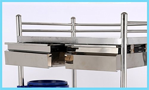Medical Trolley Treatment car Stainless Steel Instrument Table/Medical Vehicle Surgical Vehicle/Changing Vehicle Instrument car/Double Drawer Beauty car -Tool cart (Size : L-6644cm) - Thumbnail 7