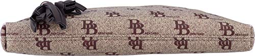 B BRENTANO Vegan Multi-Zipper Crossbody Handbag Purse with Tassel Accents (BB Brown)
