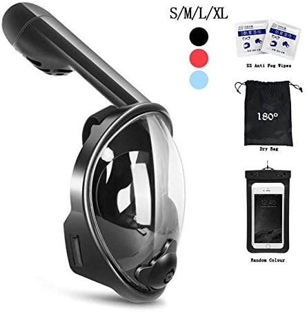 vaporcombo Snorkel Mask 180° View for Adults and Youth. Full Face Free Breathing Design.[Free Bonuses] Cell Phone Universal Waterproof Case (Dry Bag) and Anti-Fog Wipes