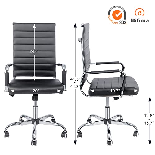 LUCKWIND Office Executive Desk Chair Ribbed Ergonomic Modern PU