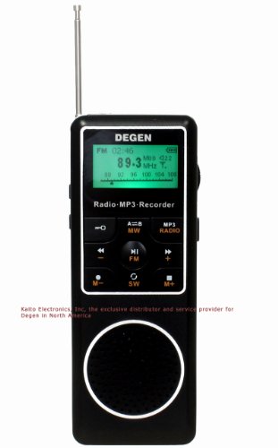 Degen DE1127 AM/FM/SW Pocket Radio with 4GB MP3 Player, Voice Recorder & E-book Reader