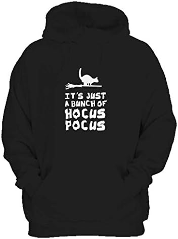 Hocus Pocus It's Just A Bunch Of Hocus Pocus Magic Witch On Broom Black Cat Halloween Movie Hoodie X-Large Black