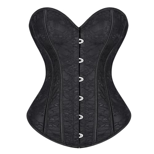 JASGOOD Corset Tops for Women Overbust Bustier - Lace up Jacquard Shapewear Lingerie Halloween Costume Corset at Amazon
