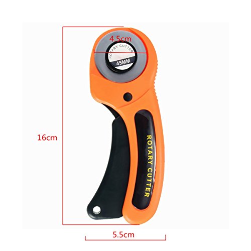 Rotary Cutter, Drillpro Rotary Cutter Blades 45mm, Rotary Cutter for Fabric, Sewing, Quilting, Rotary Cutter Tool + 5 Blades