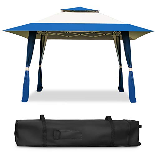 FDInspiration Blue 13x13FT Pop Up Outdoor Companion Folding Shelter Tent Patio Gazebo Canopy Awning Sun Shade w/Carry Bag with Ebook - Thumbnail 2