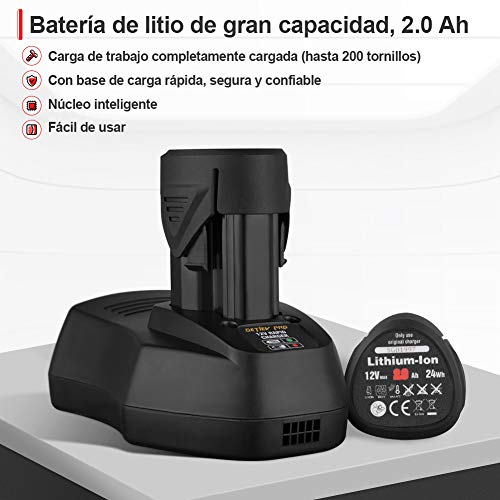 Taladro-Atornillador-12V-DETLEV-Pro-Destornillador-Elctrico-2-Velocidades-Par-Mx-28Nm-181-con-1-Batera-Recargable-de-iones-de-Litio-2000mAh