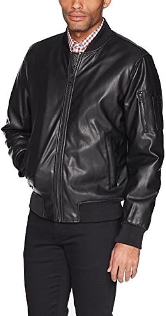 guess leather bomber jacket mens