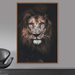 signwin Framed Canvas Wall Art Lions Animals Chic...