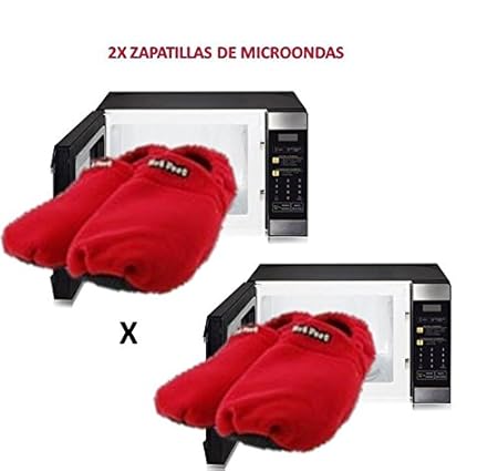 2x Zapatillas para microondas de estar en casa Rojas ®: Amazon.es ...