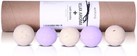 Bath Bombs - for Girls, Kids, Women - Natural Sleep Aid - with Shea Butter, Coconut Carrier, Lavender Essential and Birthday Cake Vanilla Fragrance Oils - 5 Pack - Limited Time Deal