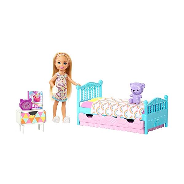 Barbie FXG83 - Club Chelsea Puppe Schlafzimmer Spielset, Puppen Spielzeug und Puppenzubeh?r ab 3 Jahren, Mehrfarbig