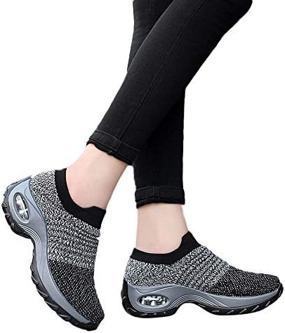 shijiazhuangxingxinjiaju Mesh Shoes Thick Bottom Platform Shoes Air Cushion Fashion Pretty Women's Non-Slip wear Shoes Rocking Shoes