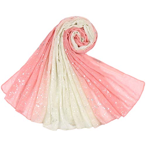 MEIYIN Womens Cotton Linen Gradient Scarf Silver Foil Sequins Bandana Shawl Headscarf