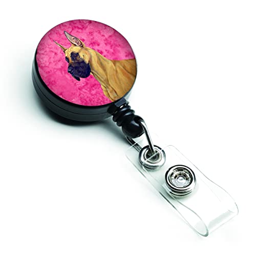 Caroline's Treasures LH9355PKBR Pink Great Dane Retractable Badge Reel for Nurs…