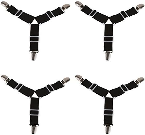 SUSHAFEN 4 Pcs Triangle Adjustable Bed Sheet Holders Fasteners Grippers Clips Suspenders Straps