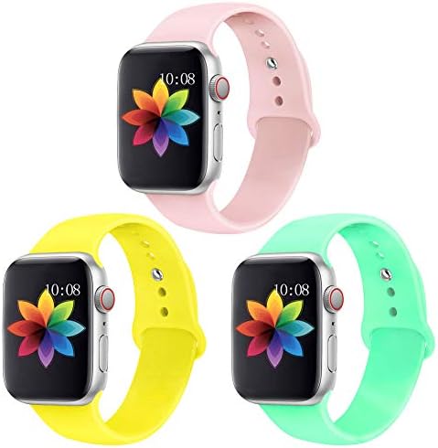 MORFU Band Compatible with Apple Watch 38mm 42mm 40mm 44mm for Women Men, Soft Waterproof Silicone Replacement Band for iWatch Series 4, Series 3, Series 2, Series 1