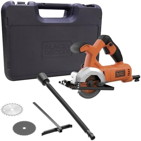 Mini sierra circular con cable 400W, 85mm, 3600 RPM, profundidad de corte 27mm, incluye 2 discos (TCT 24T y HSS 44T), adaptador para aspirador, guía de corte paralela, BES510