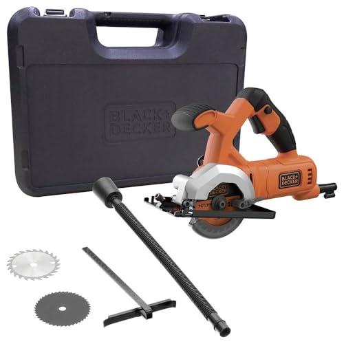 Mini sierra circular con cable 400W, 85mm, 3600 RPM, profundidad de corte 27mm, incluye 2 discos (TCT 24T y HSS 44T), adaptador para aspirador, guía de corte paralela, BES510