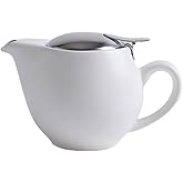 Auxmeware - Small Ceramic Teapot With Stainless Steel Infuser For Loose Tea And Blooming Tea, Heat Resistant Ceramic Tea Pot 