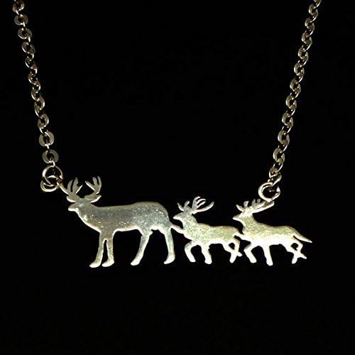 Handmade Sterling Silver Deer Anter Mother and Child Necklace