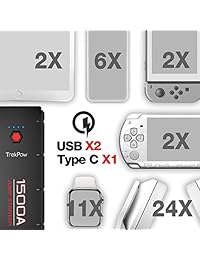 Arrancador de arranque de coche de 1500 A, [tercera generación con QDSP] TrekPow de ABOX con cable de arranque inteligente para hasta todos los motores de gasolina 6,5 l, QC3.0, entrada y salida tipo C, linterna Led