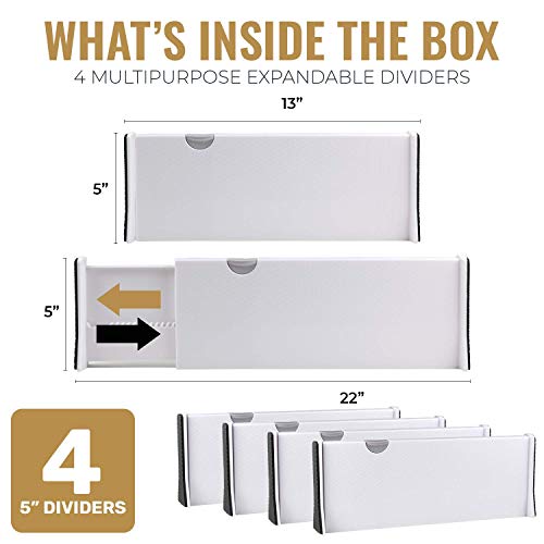 Rapturous 4 Pack Drawer Dividers 5 Inch High and Expandable from 13