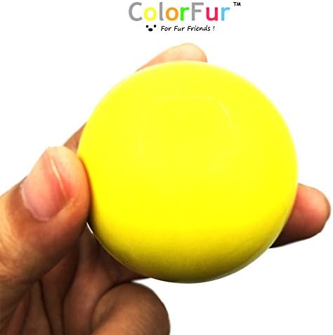 Colorfur - Hard Bouncy Solid Ball for Small Dogs,Chew Resistant Natural Rubber, 2inch (S) (Yellow)