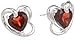 Sterling Silver Genuine Garnet Heart Stud Earrings