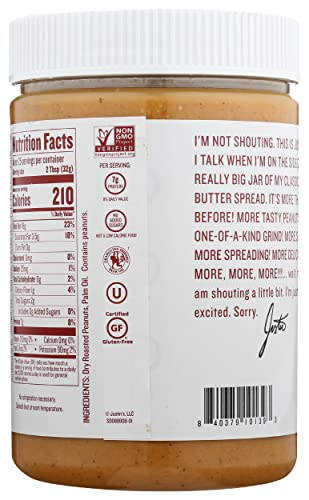 JUSTIN’S NUT BUTTER, PNUT BTR, CLASSIC, SIZE 28 OZ – NO ARTIFICIAL INGREDIENTS GLUTEN FREE KOSHER,1.75 POUND (PACK OF 1)