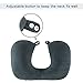 Andake Foldable Neck Pillow, Quick Inflating Deflating Comfortable Portable with Detachable Pillowcase (Gray/Blue, Mouth Blowing/Push-Button Blowing) (Mouth Blowing Grey)