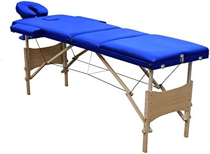 Ireko Cushioned 3 Section Folding Portable Facial Spa Massage Table Bed 82 Inches Blue