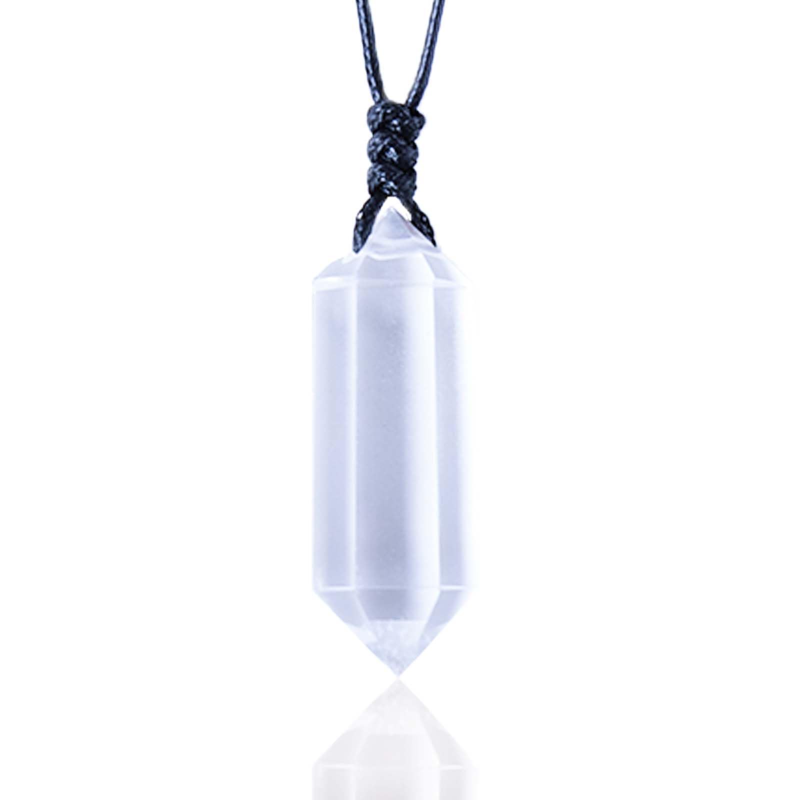 RJINGSHI Bullet Necklace Natural Clear Quartz Crystal Necklace Handmade Woven Healing Crystal Men and Women Necklace Gift