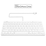 Omars Apple MFI Certified iPad Plug-n-Go Wired Keyboard with 8-pin Connector Compatible with Your iPhone, iPad, or iPod Touch, Great for PARCC and Smarter Balanced Tests