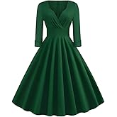 Women Vintage Off Shoulder Rose Embroidered Floral Evening Dress V Neck Short 3/4 Sleeves Wedding Cocktail A Line Midi Gown