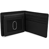 CestAntiQ Premium Black Leather Wallet for Men – Slim Bifold Genuine Leather Card Holder, Minimalist Front Pocket Wallet with Guitar Pick Holder – Handmade Vintage EDC Pass Case Wallet