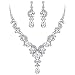 EVER FAITH Rhinestone Crystal Bridal Floral Wave Teardrop Necklace Earrings Set