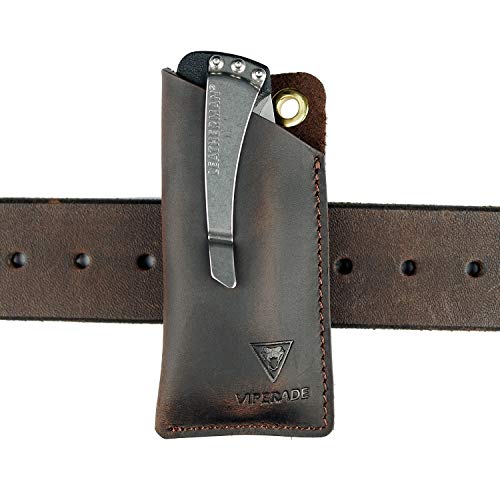 VIPERAED PJ11 Leather EDC Pocket Slip for Folding Knife, Mini Knife