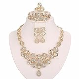 Moochi 18K Gold Plated Necklace Earrings Ring Bracelet Jewelry Set Africa Beads Costume Show Wedding