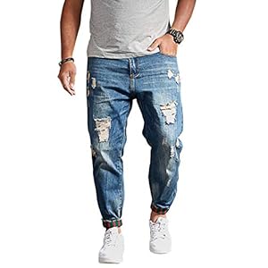 Men’s Casual Distressed Style  Harem Jogger Jeans Denim Pants www.denim.fit