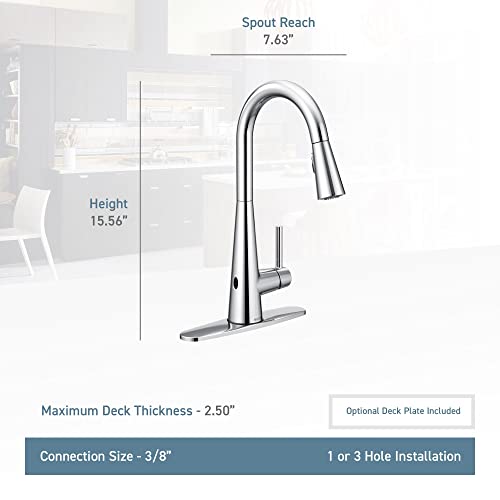 Moen Sleek Matte Black Motionsense Wave Sensor Touchless OneHandle