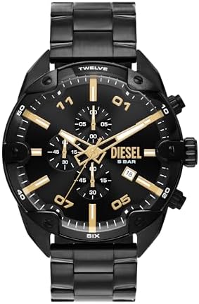 Amazon.com: Diesel Men's Spiked Chronograph Black Leather Watch