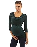 PattyBoutik Mama 2in1 Style 3/4 Sleeve Nursing Maternity Tunic (Dark Green M)