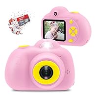 Veroyi Kids Camera with 16GB Micro SD Card 8MP Rechargeable Digital Front and Rear Selfie Camera with 2 Inches Screen Child Camcorder Toys Gift for 4-10 Years Old Boys and Girls(Pink)