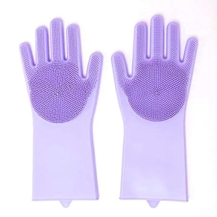 Max Home Magic Silicone Dish Washing Gloves, Silicon Cleaning Gloves, Silicon Hand Gloves for