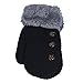 DZT1968 1 Pair Winter Baby Cute Thick Gloves Mittens With String (0-12 Months) (Black)