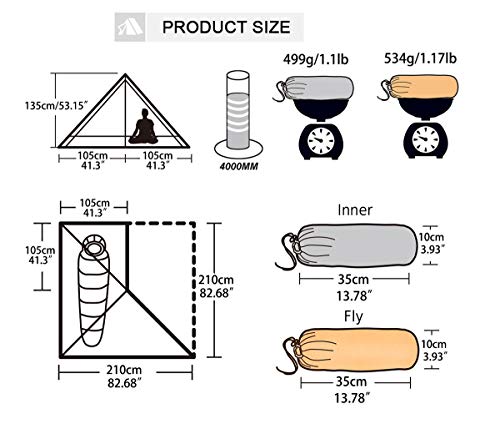 Trekkingstok, ultralichte tent voor 1 persoon, 3 seizoenen, lichte piramidetent voor bergbeklimmen, wandelen, kamperen - Image 6