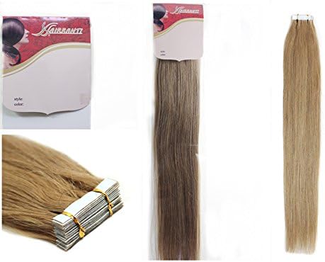 16''18''20''22'' 24'' Tape - In Real Human Hair Extensions Straight 17 Colors 20pcs Beauty Hair Style (20inch 50g/20pcs, 16 ash blonde)