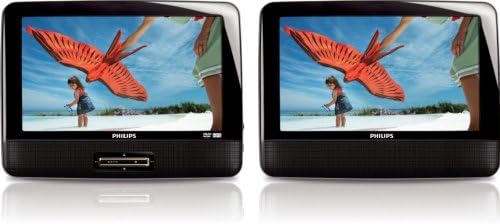 Philips PD9012/37 9-Inch LCD Dual Screen Portable DVD Player, Black