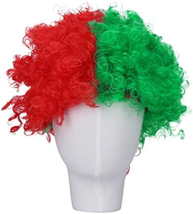 Yeefant World Cup Portugal 2018 Football Theme Country Football Fan Hair Wigs Fluffy Hairstyle Synthetic Explosive Head Colorful Cosplay Daily Party Costume Wig Natural