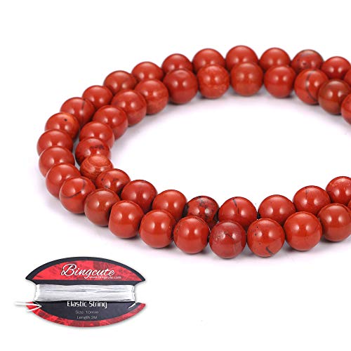 Natural Red Jasper Stone Beads Gemstone Loose Beads for Jewelry Making Supplies 8mm Approxi 15.5 inch 45pcs with Free 2M Elastic Stretch Bead Cord for Jewelry Making and Bracelet Making - Thumbnail 3